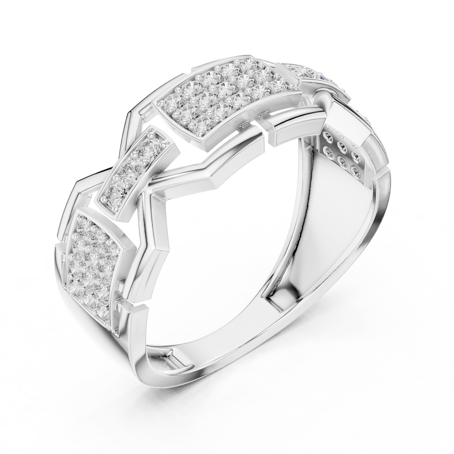 Geometric Link Lab Grown Diamond Ring in 14K Rose Gold