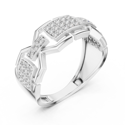 Geometric Link Lab Grown Diamond Ring in 14K Rose Gold