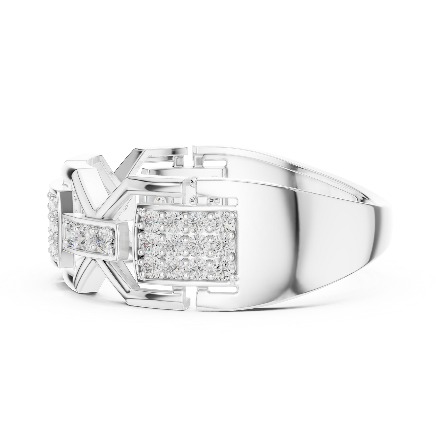 Geometric Link Lab Grown Diamond Ring in 14K Rose Gold