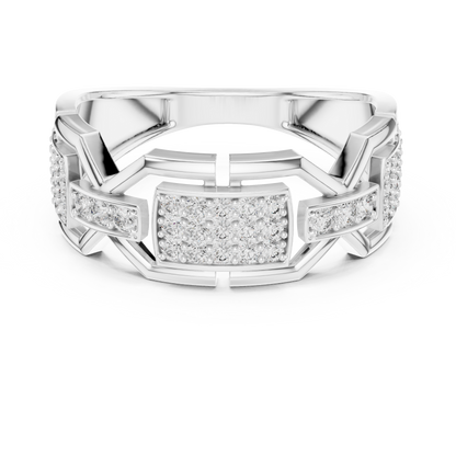 Geometric Link Lab Grown Diamond Ring in 14K Rose Gold