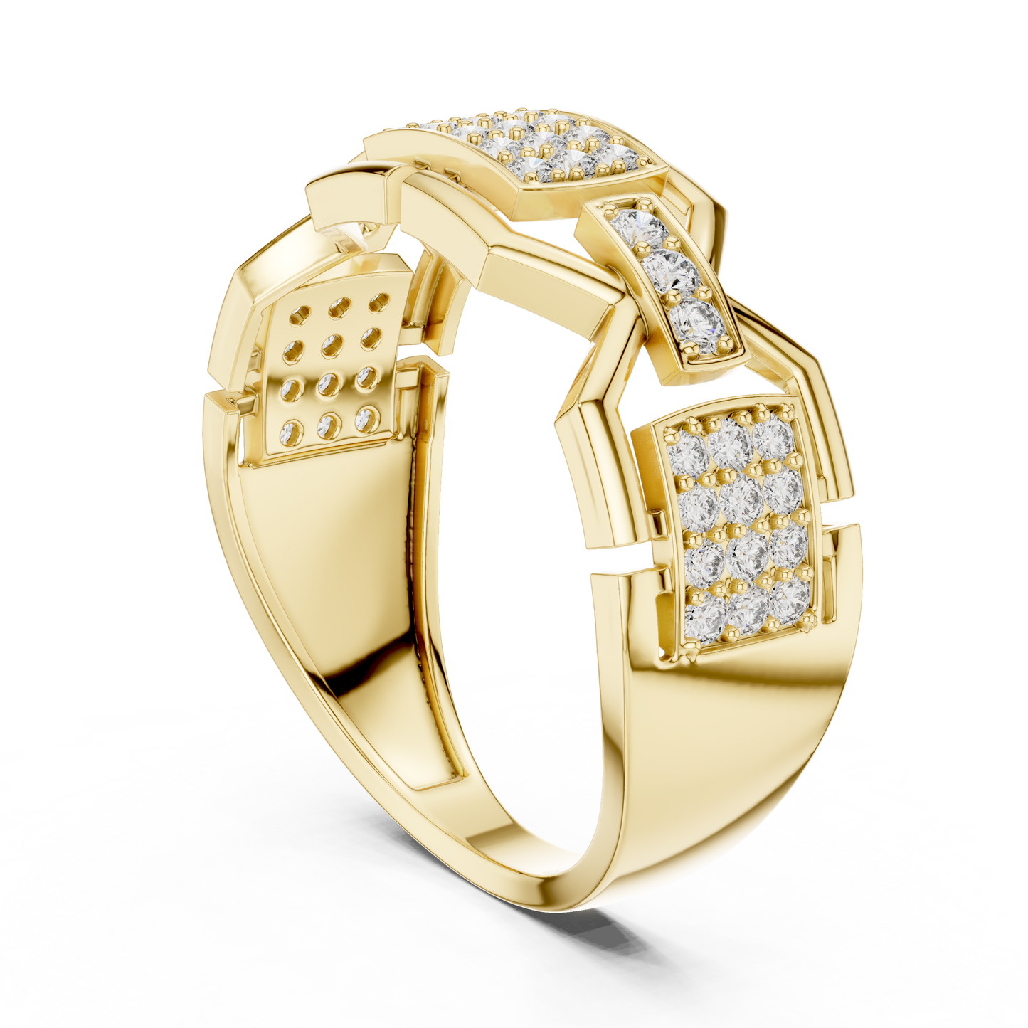 Geometric Link Lab Grown Diamond Ring in 14K Rose Gold