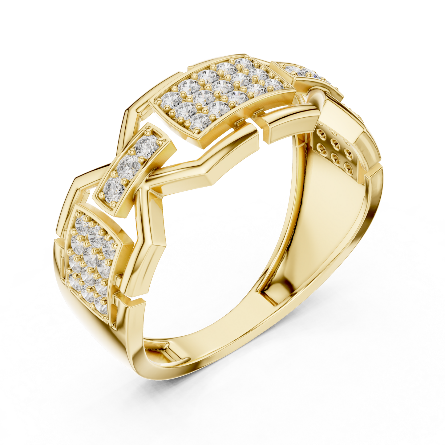 Geometric Link Lab Grown Diamond Ring in 14K Rose Gold