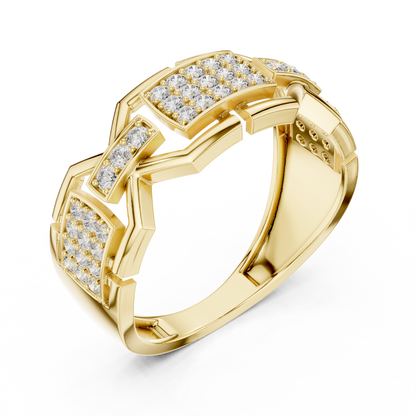 Geometric Link Lab Grown Diamond Ring in 14K Rose Gold
