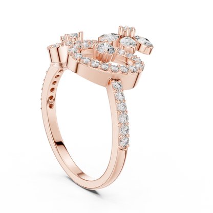 Flower Lab Grown Diamond Tiara Ring in 14K Yellow Gold