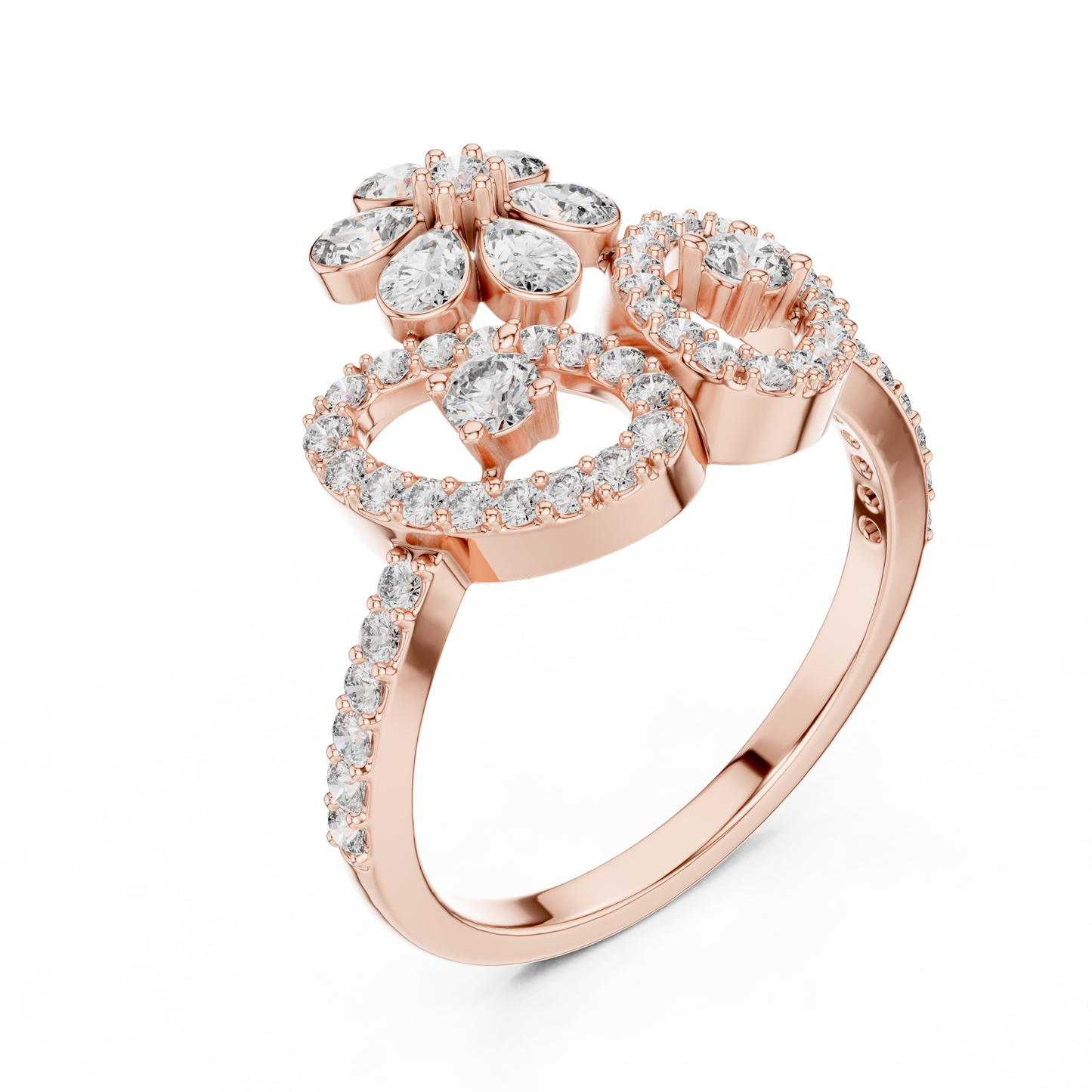 Flower Lab Grown Diamond Tiara Ring in 14K Yellow Gold