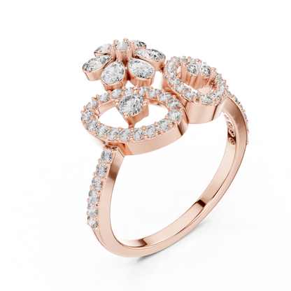 Flower Lab Grown Diamond Tiara Ring in 14K Yellow Gold