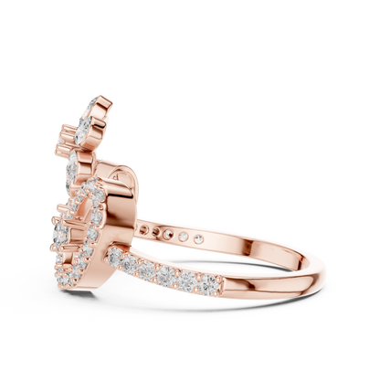 Flower Lab Grown Diamond Tiara Ring in 14K Yellow Gold