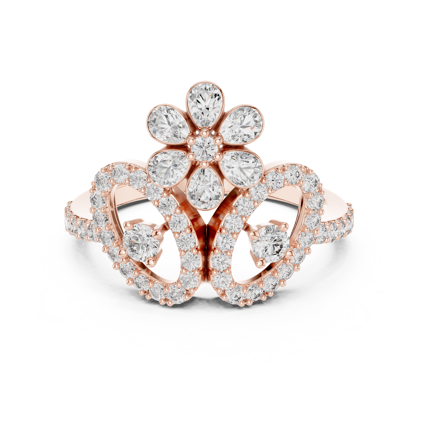 Flower Lab Grown Diamond Tiara Ring in 14K Yellow Gold