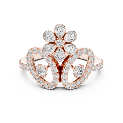 Flower Lab Grown Diamond Tiara Ring in 14K Yellow Gold
