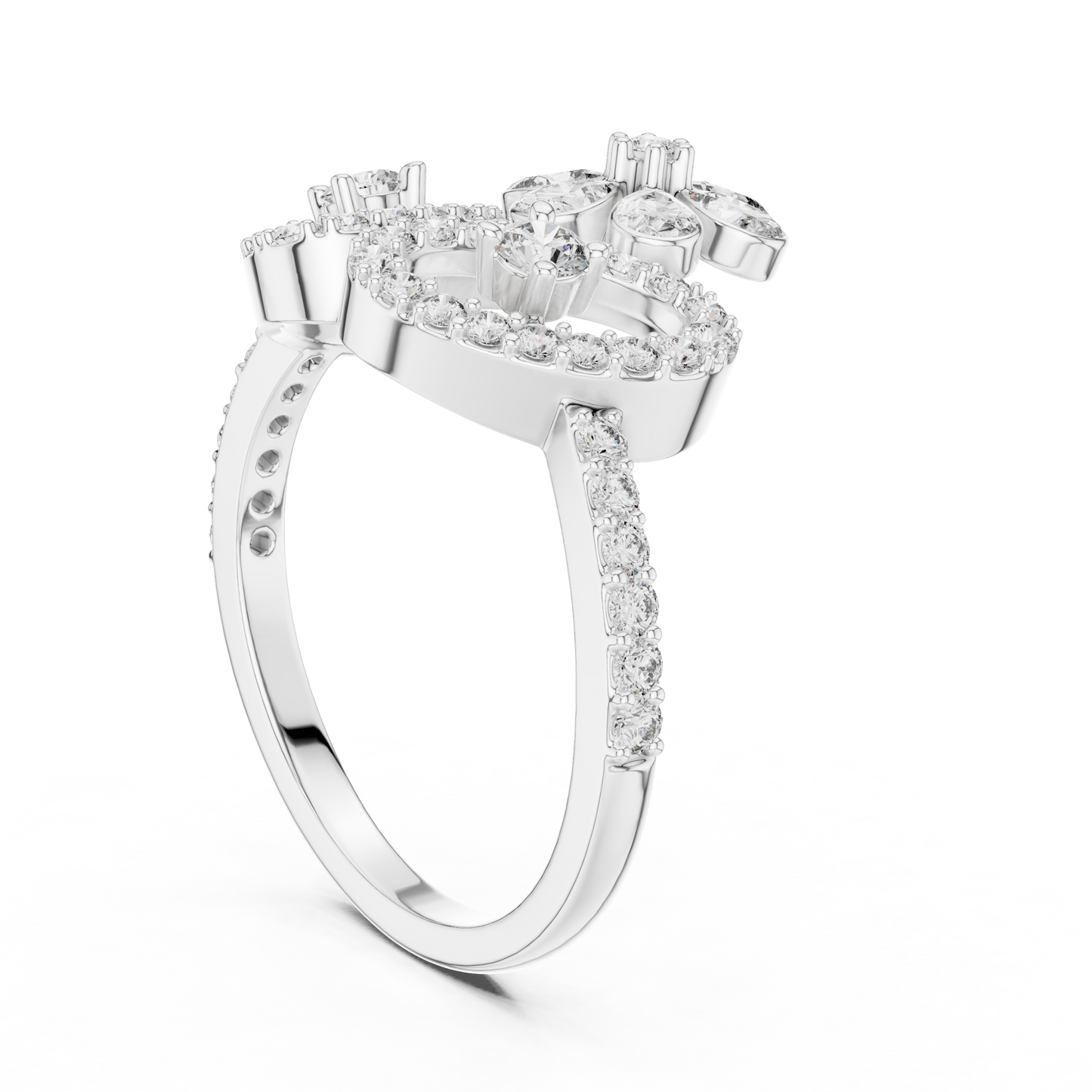 Flower Lab Grown Diamond Tiara Ring in 14K Yellow Gold