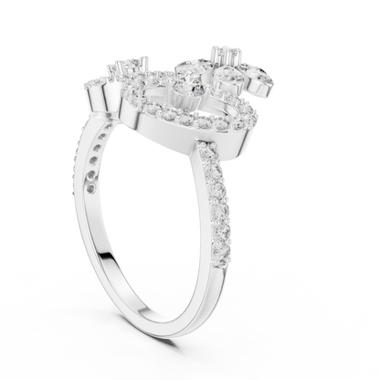 Flower Lab Grown Diamond Tiara Ring in 14K Yellow Gold
