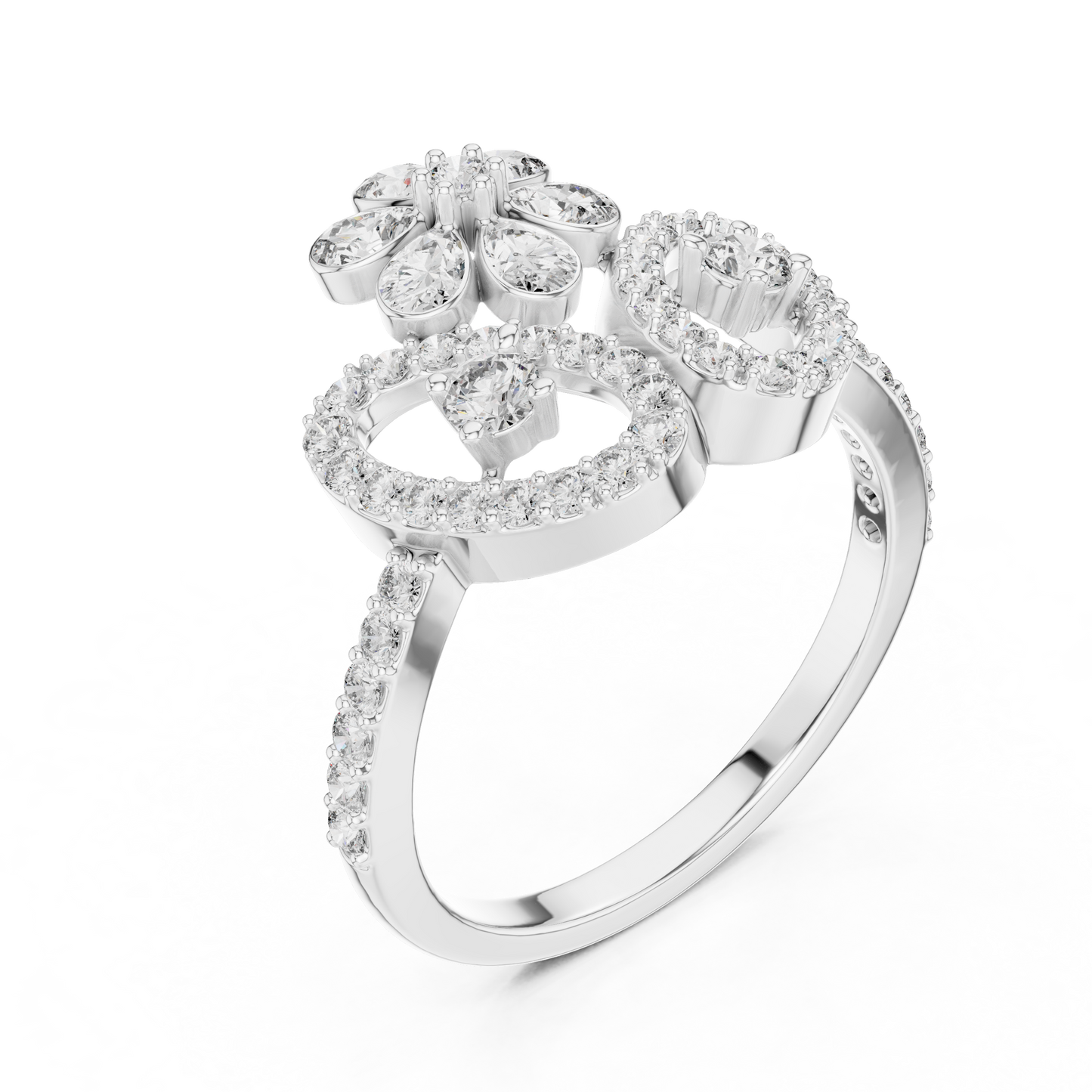 Flower Lab Grown Diamond Tiara Ring in 14K Yellow Gold
