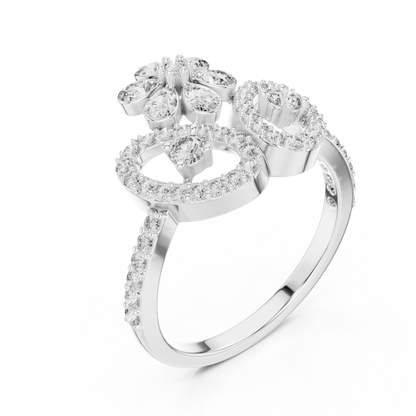 Flower Lab Grown Diamond Tiara Ring in 14K Yellow Gold