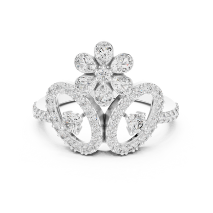 Flower Lab Grown Diamond Tiara Ring in 14K Yellow Gold