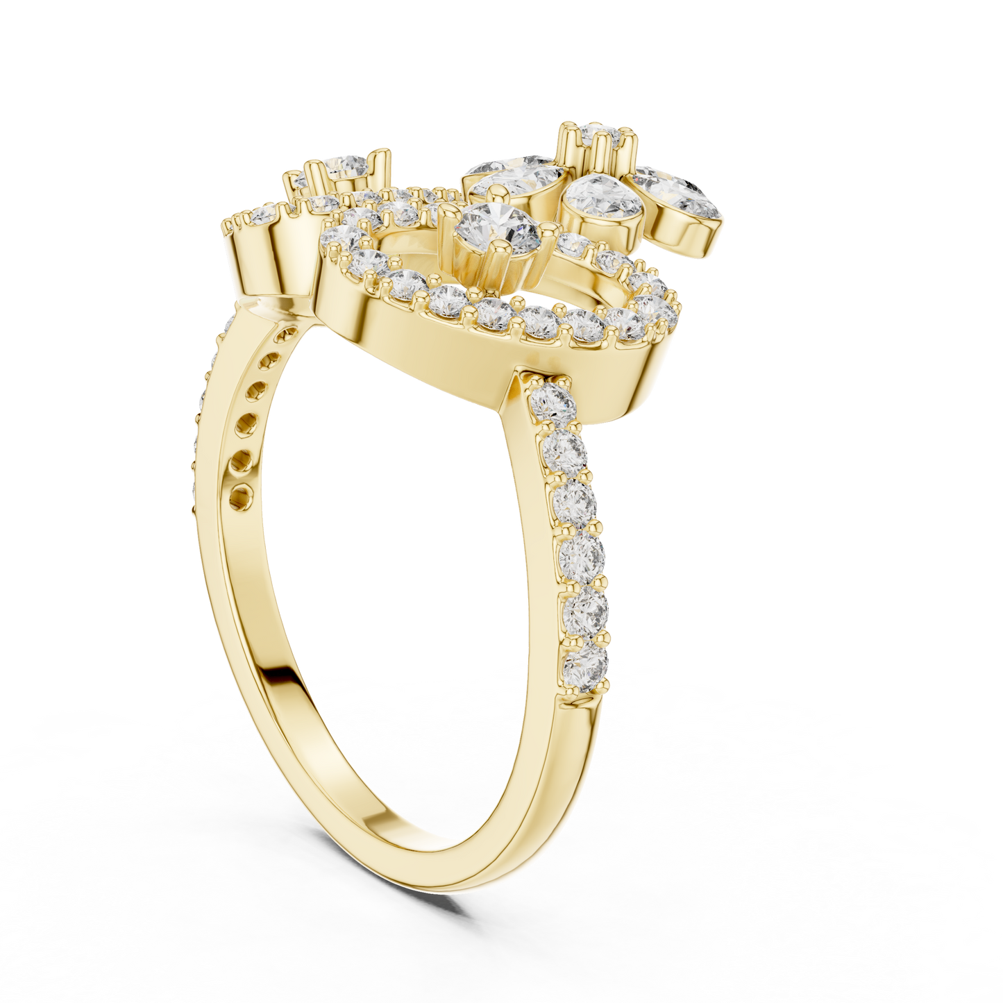 Flower Lab Grown Diamond Tiara Ring in 14K Yellow Gold