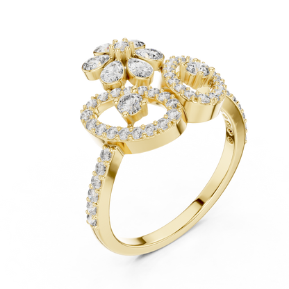 Flower Lab Grown Diamond Tiara Ring in 14K Yellow Gold