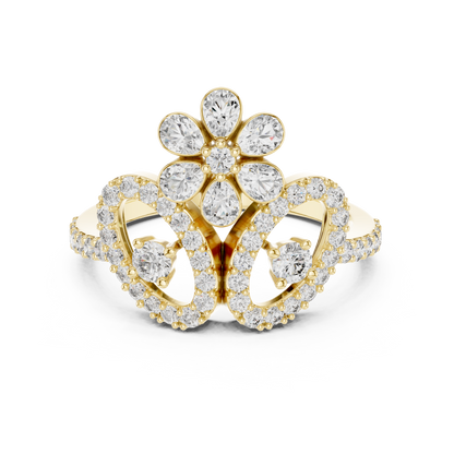 Flower Lab Grown Diamond Tiara Ring in 14K Yellow Gold