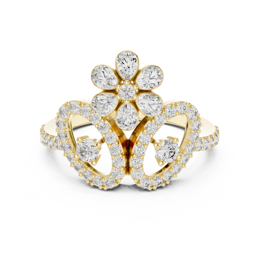 Flower Lab Grown Diamond Tiara Ring in 14K Yellow Gold
