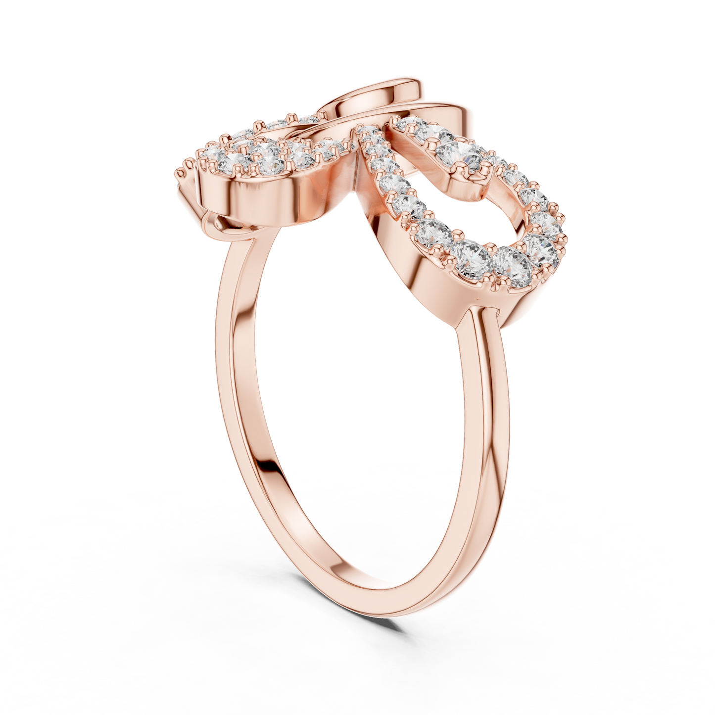 Round Cut Lab Grown Diamond Floral Swirl Ring