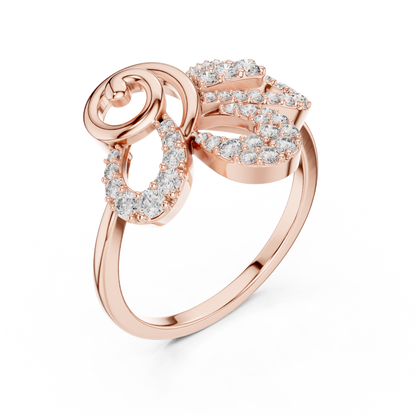 Round Cut Lab Grown Diamond Floral Swirl Ring