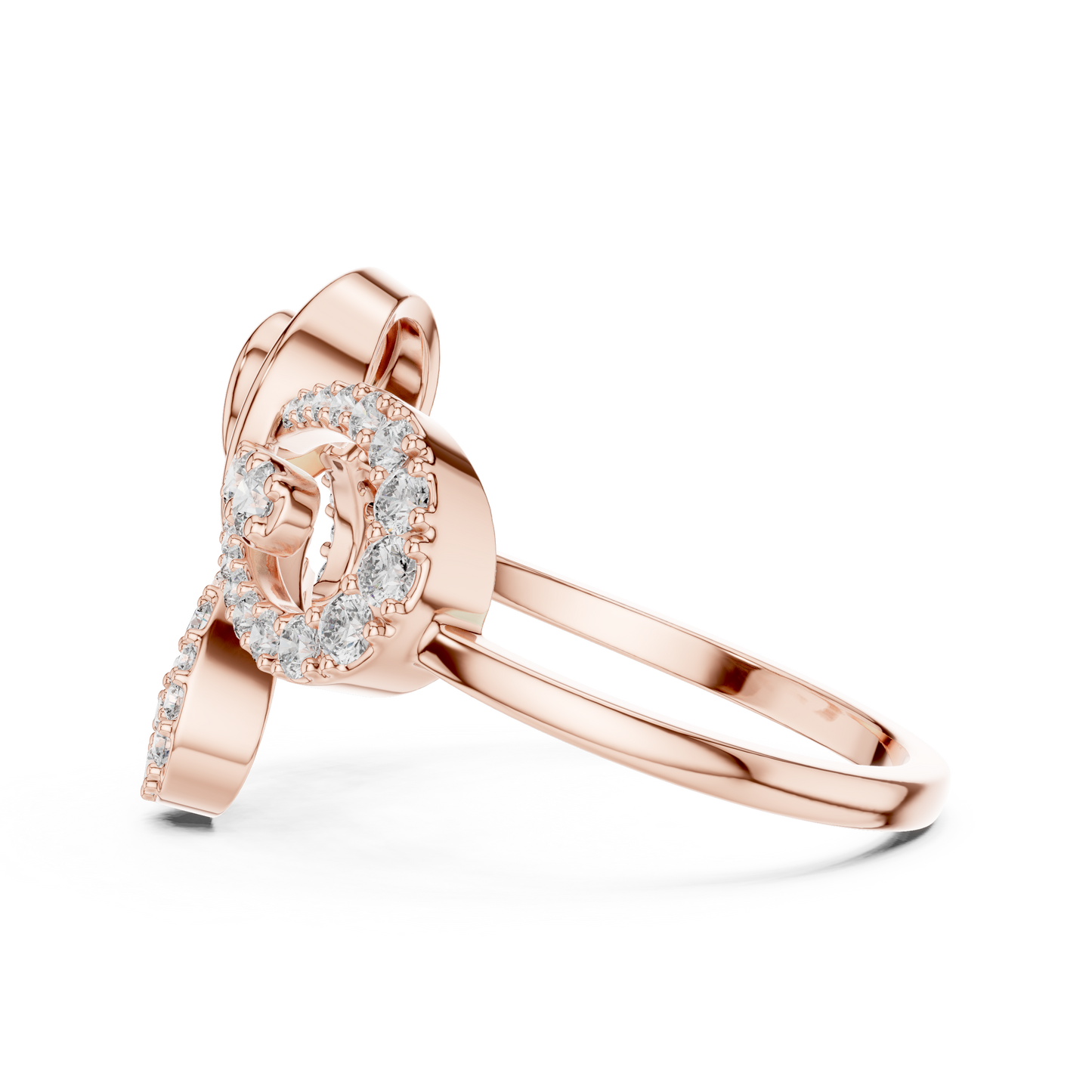 Round Cut Lab Grown Diamond Floral Swirl Ring