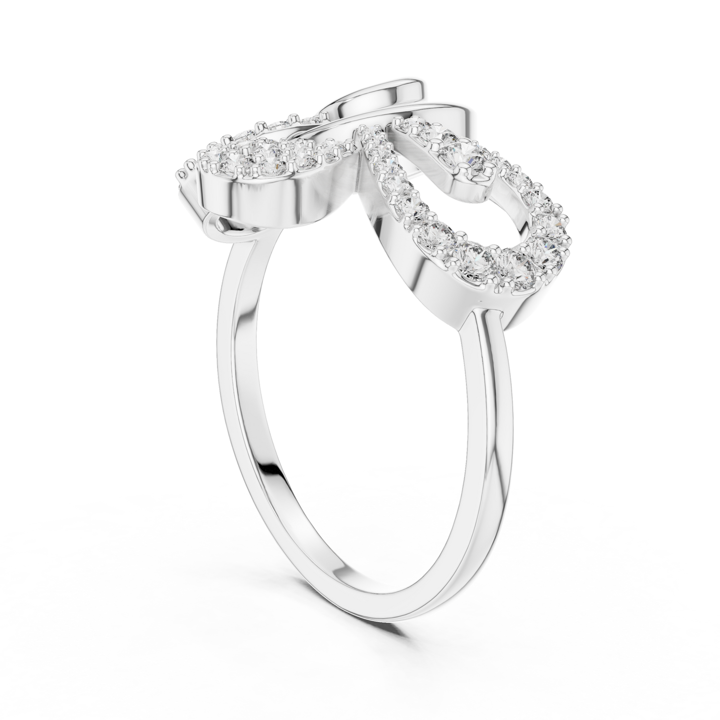 Round Cut Lab Grown Diamond Floral Swirl Ring