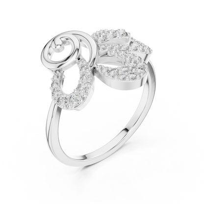 Round Cut Lab Grown Diamond Floral Swirl Ring