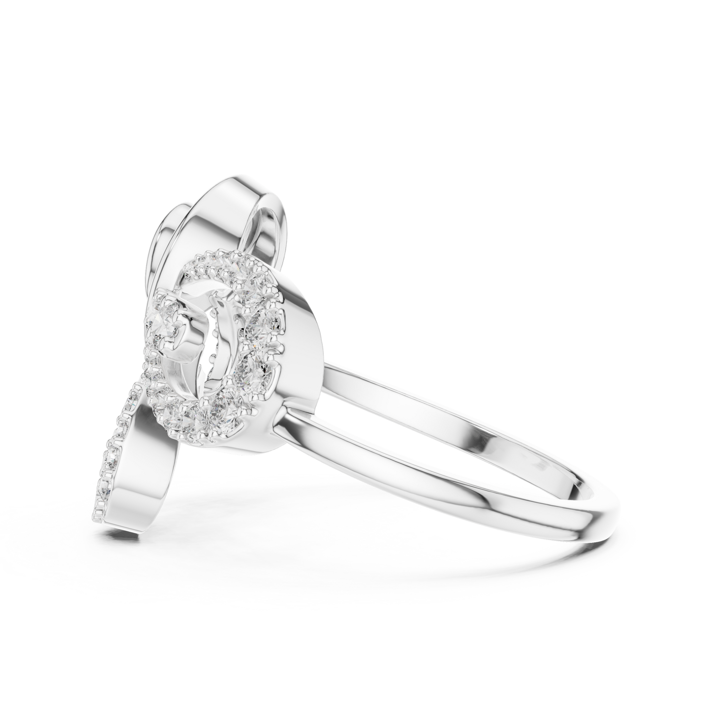 Round Cut Lab Grown Diamond Floral Swirl Ring