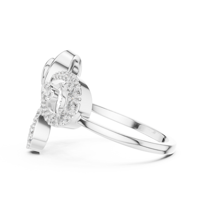 Round Cut Lab Grown Diamond Floral Swirl Ring