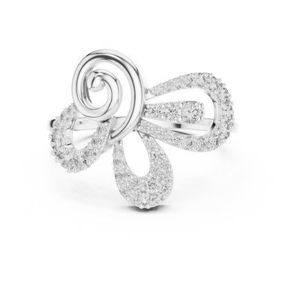 Round Cut Lab Grown Diamond Floral Swirl Ring