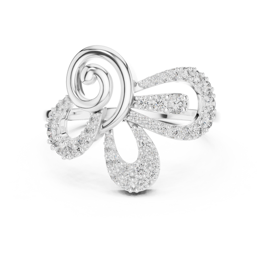 Round Cut Lab Grown Diamond Floral Swirl Ring