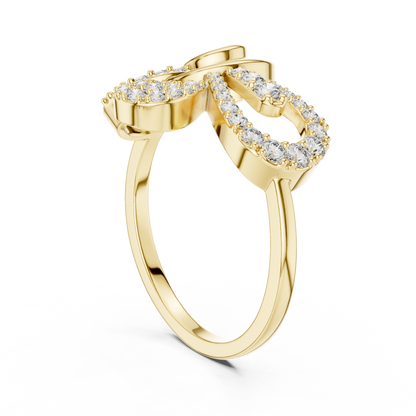 Round Cut Lab Grown Diamond Floral Swirl Ring