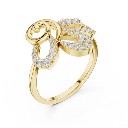 Round Cut Lab Grown Diamond Floral Swirl Ring