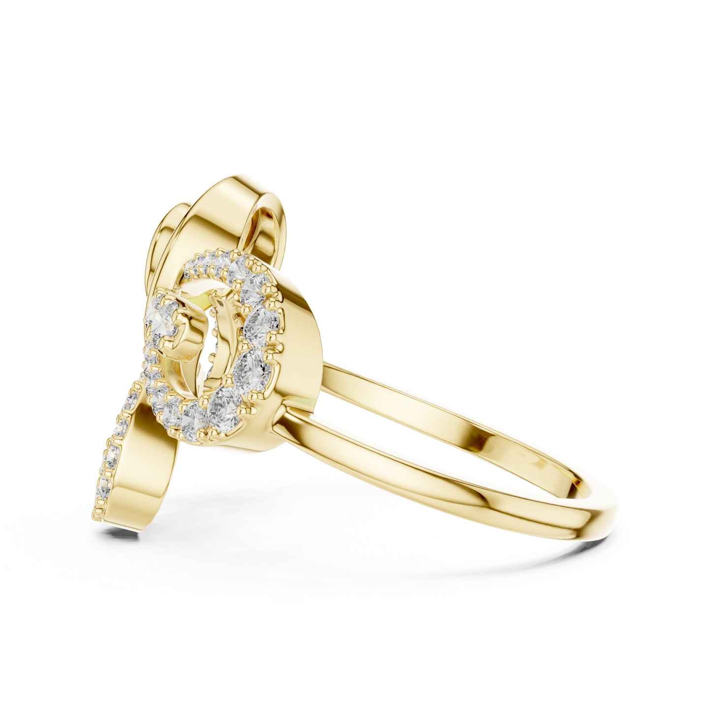 Round Cut Lab Grown Diamond Floral Swirl Ring