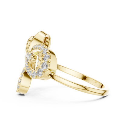 Round Cut Lab Grown Diamond Floral Swirl Ring