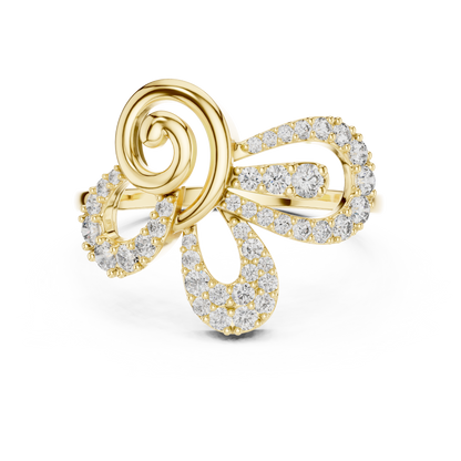 Round Cut Lab Grown Diamond Floral Swirl Ring