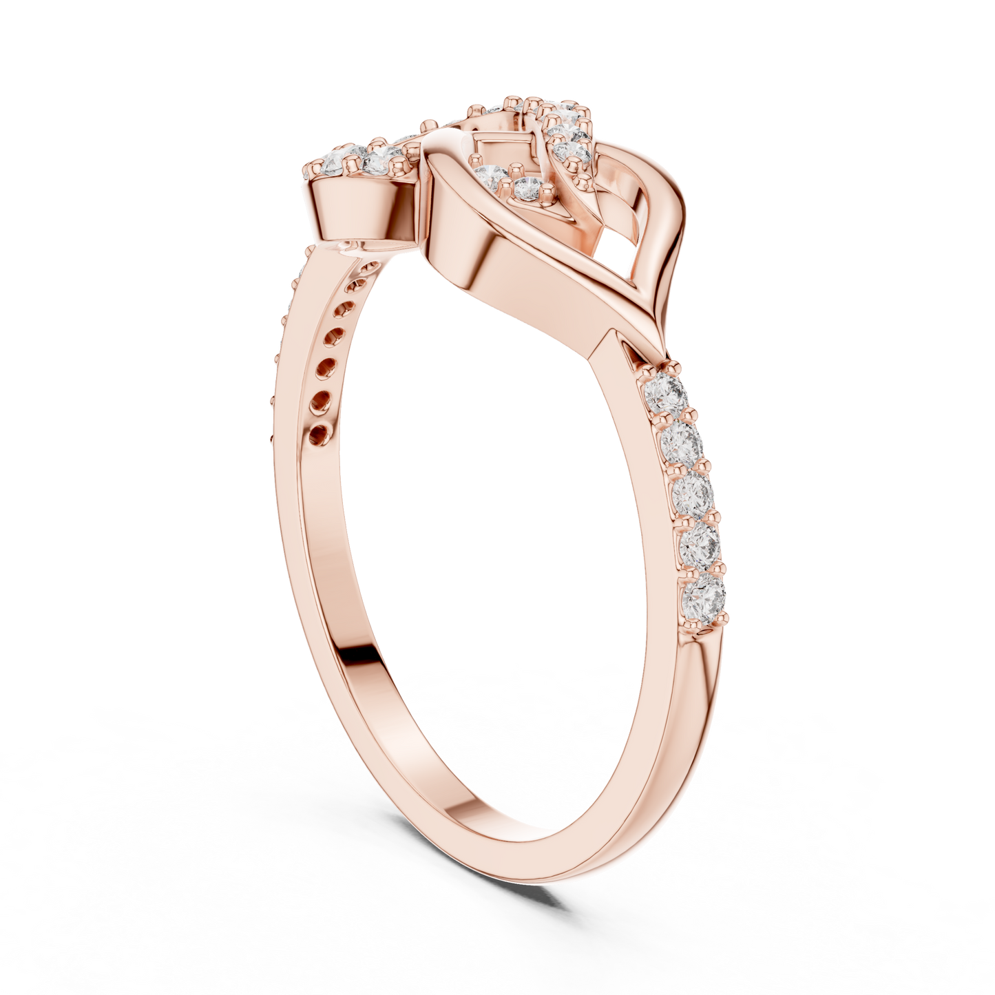 Round Lab Grown Diamond Infinity Leaf Ring