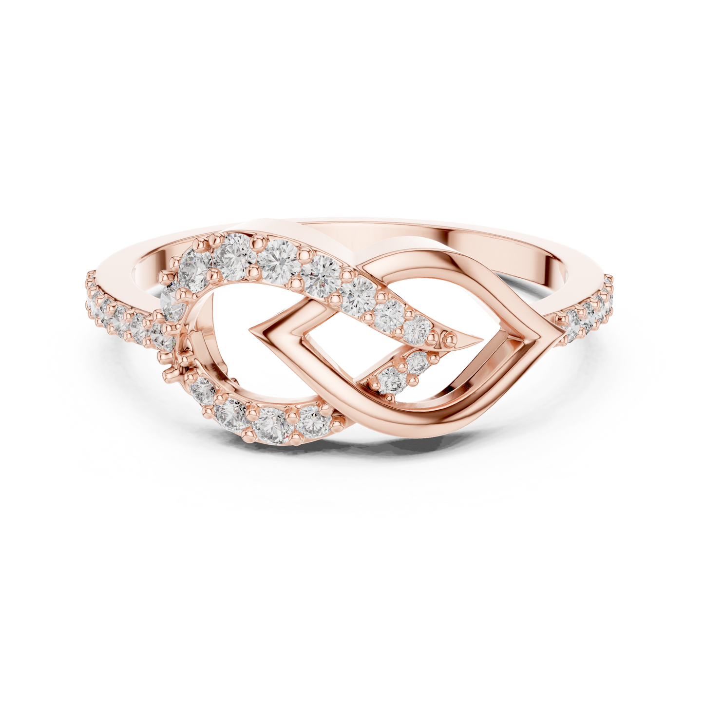 Round Lab Grown Diamond Infinity Leaf Ring