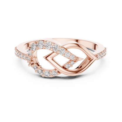 Round Lab Grown Diamond Infinity Leaf Ring