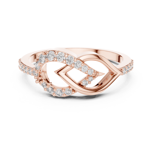 Round Lab Grown Diamond Infinity Leaf Ring