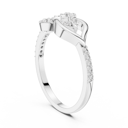 Round Lab Grown Diamond Infinity Leaf Ring