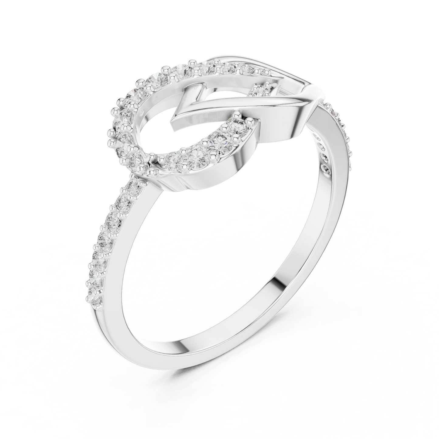 Round Lab Grown Diamond Infinity Leaf Ring