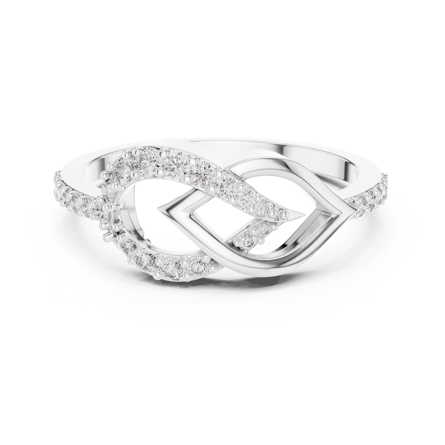 Round Lab Grown Diamond Infinity Leaf Ring
