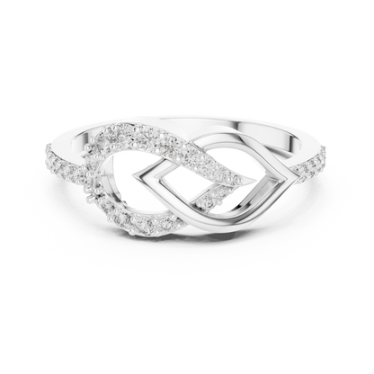 Round Lab Grown Diamond Infinity Leaf Ring