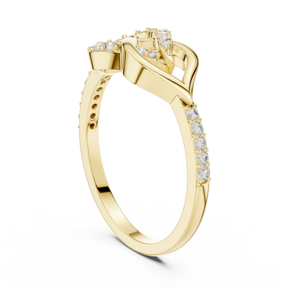 Round Lab Grown Diamond Infinity Leaf Ring