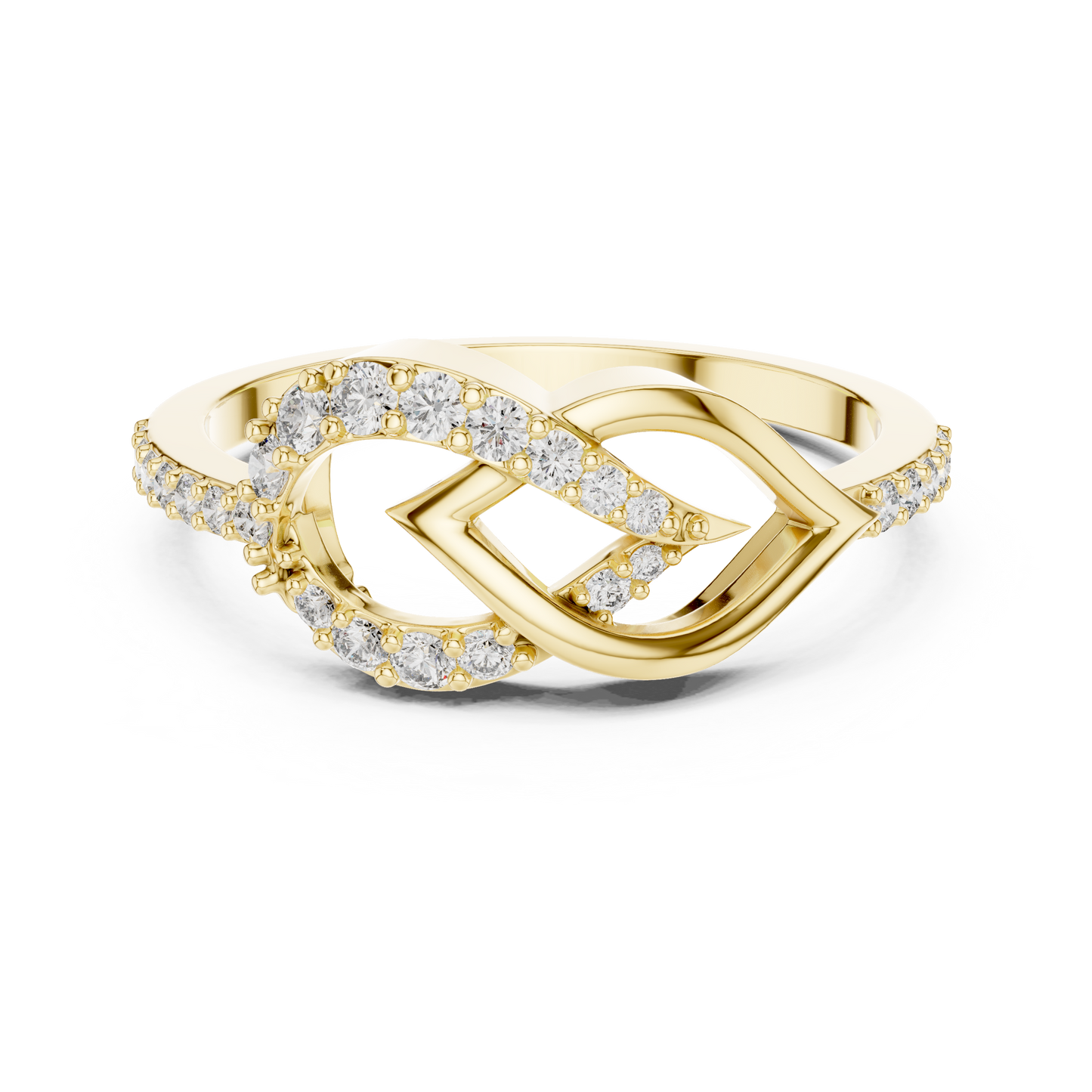 Round Lab Grown Diamond Infinity Leaf Ring
