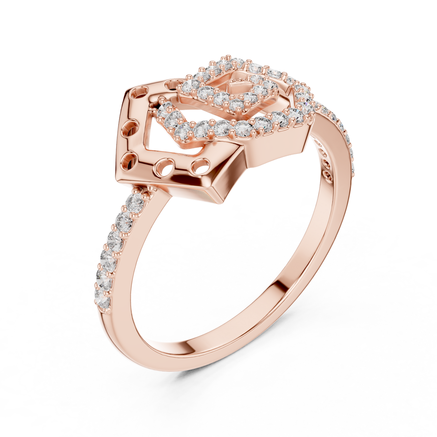14K Yellow Gold Interlocking Pentagon Swirl Ring