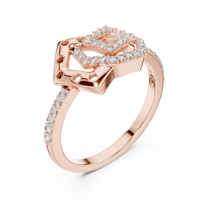 14K Yellow Gold Interlocking Pentagon Swirl Ring