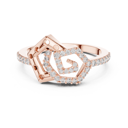 14K Yellow Gold Interlocking Pentagon Swirl Ring