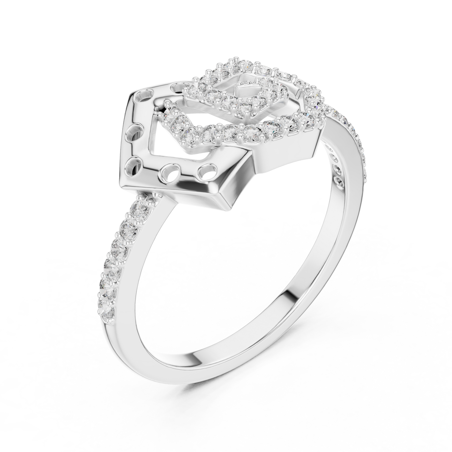 14K Yellow Gold Interlocking Pentagon Swirl Ring
